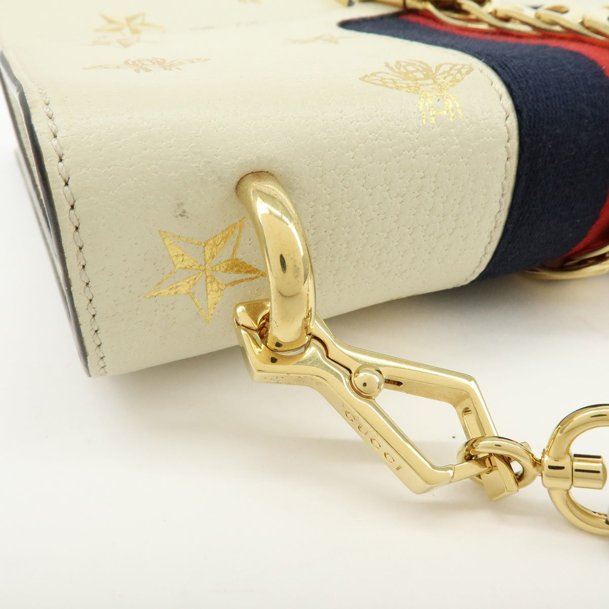 Gucci Sylvie Belt Leather Beige Calfskin Handbag (Pre-Owned)