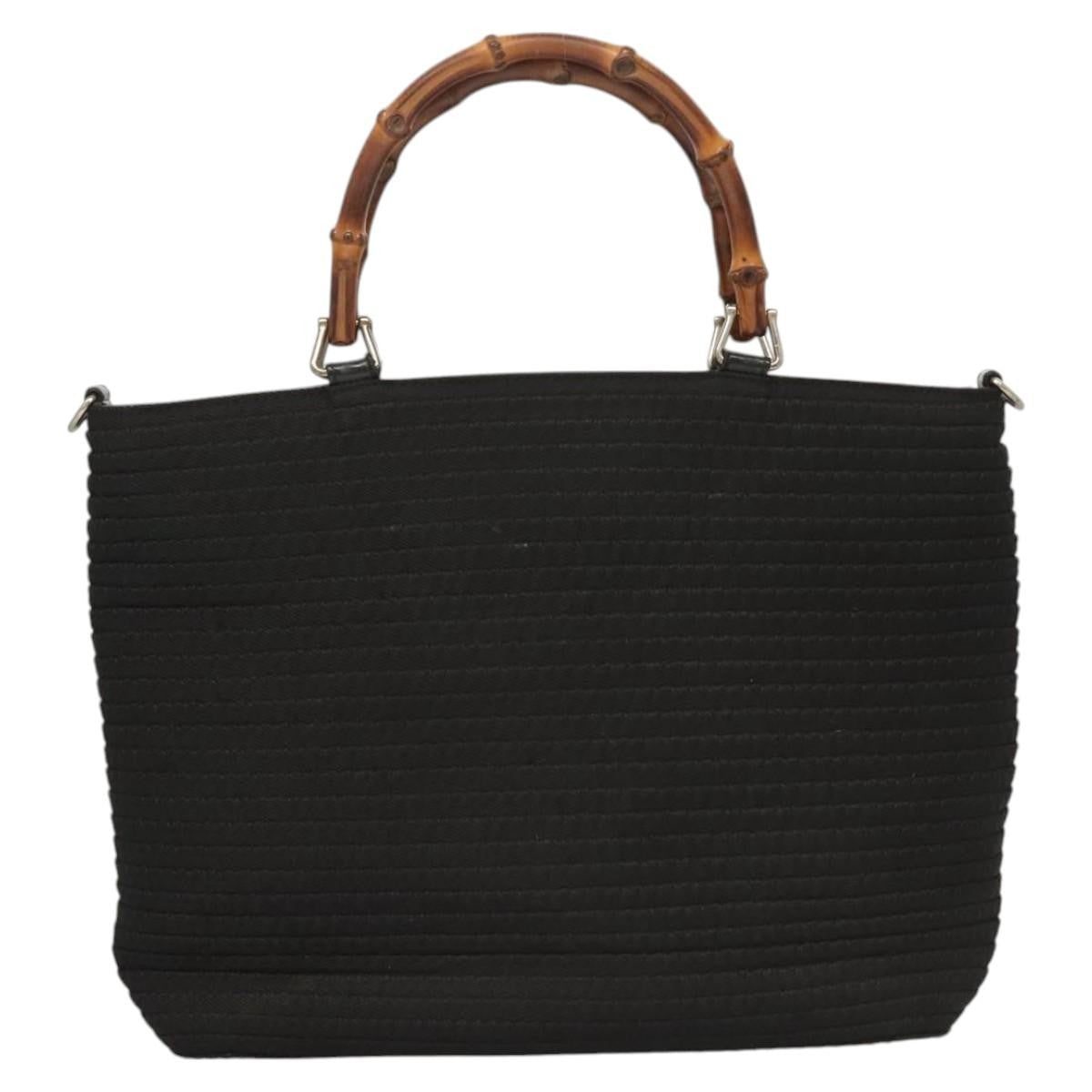 Gucci Bamboo Canvas Black Canvas Tote Bag Bag (Pre-Owned)