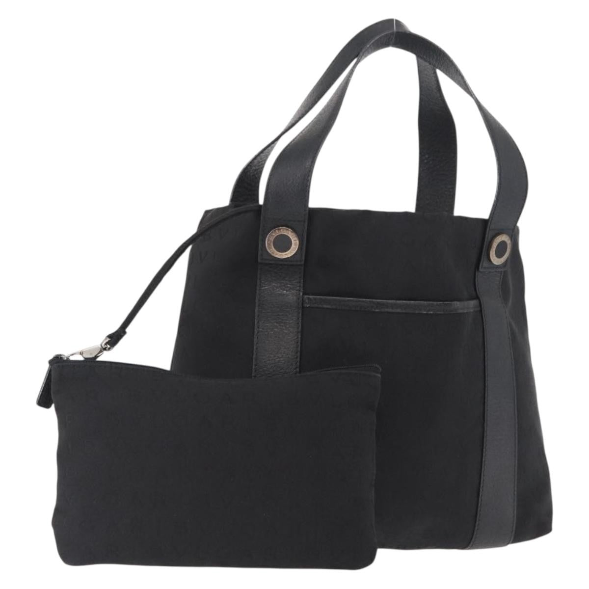 Bvlgari Logomania Canvas Black Canvas Tote Bag Bag (Pre-Owned)