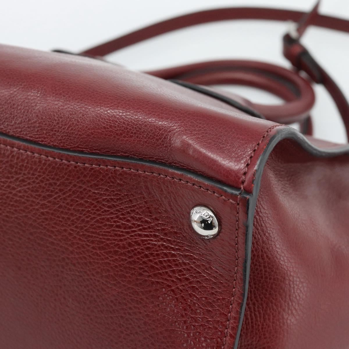 Prada Double Zip Lux Saffiano Leather Red Leather Tote Bag Bag (Pre-Owned)