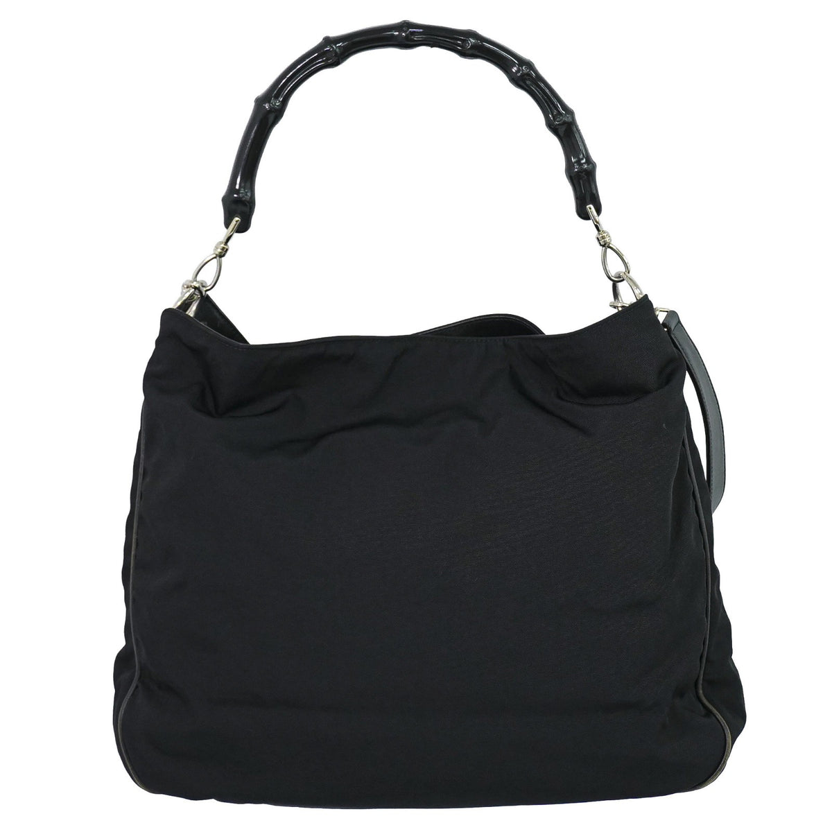 Gucci Vintage Bamboo Hobo Nylon Black Nylon Shoulder Bag Bag (Pre-Owned)