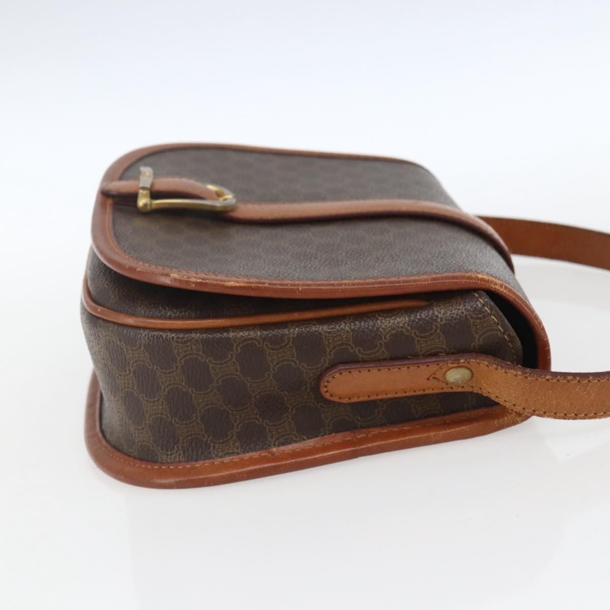 Celine Vintage Macadam Canvas And Leather Brown Canvas Shoulder Bag Bag (Pre-Owned)