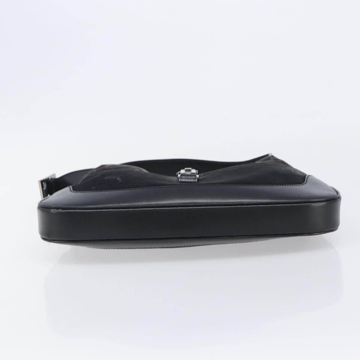 Gucci Vintage Jackie Shoulder Velvet And Leather Black Velvet Handbag (Pre-Owned)