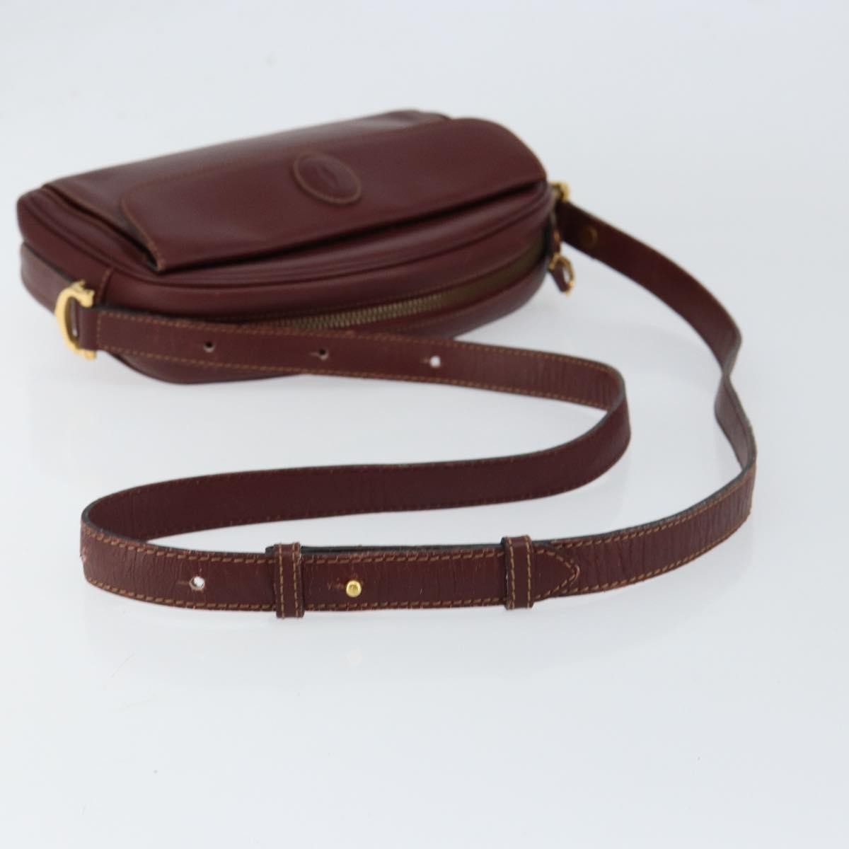 Cartier Must De Cartier Leather Burgundy Leather Shoulder Bag Bag (Pre-Owned)
