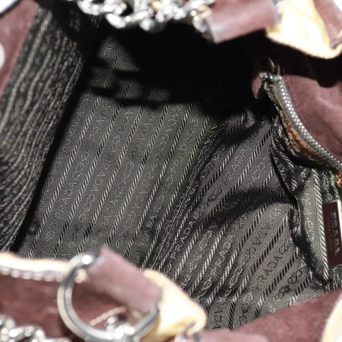 Prada Chain Tote Soft Calf Beige Nylon Shoulder Bag Bag (Pre-Owned)