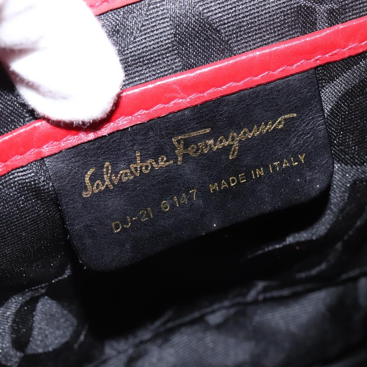 Salvatore Ferragamo Gancini Flap Drawstring Leather Red Leather Backpack Bag (Pre-Owned)