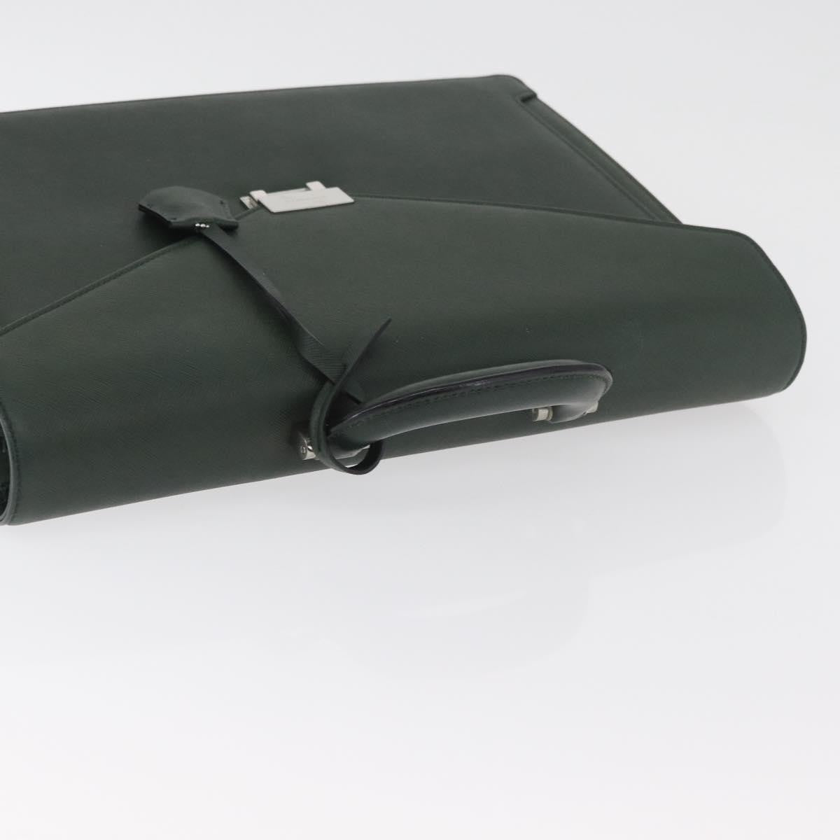 Burberry Briefcase Leather Green Leather Briefcase Bag (Pre-Owned)