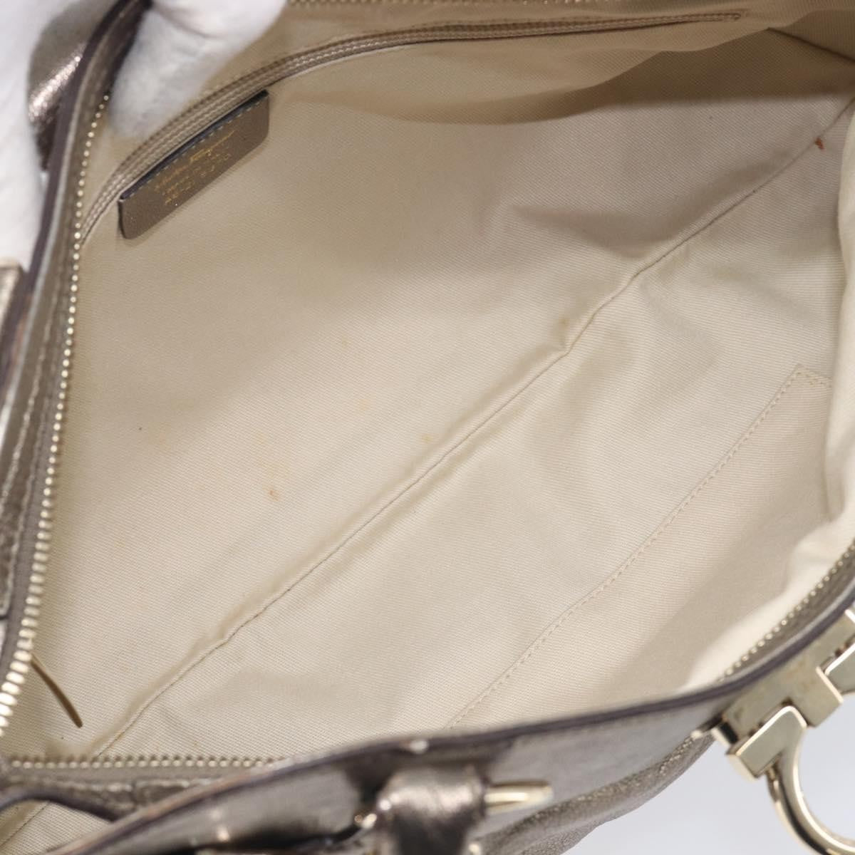 Salvatore Ferragamo Vintage Gancini Top Handle Leather Gold Leather Handbag (Pre-Owned)