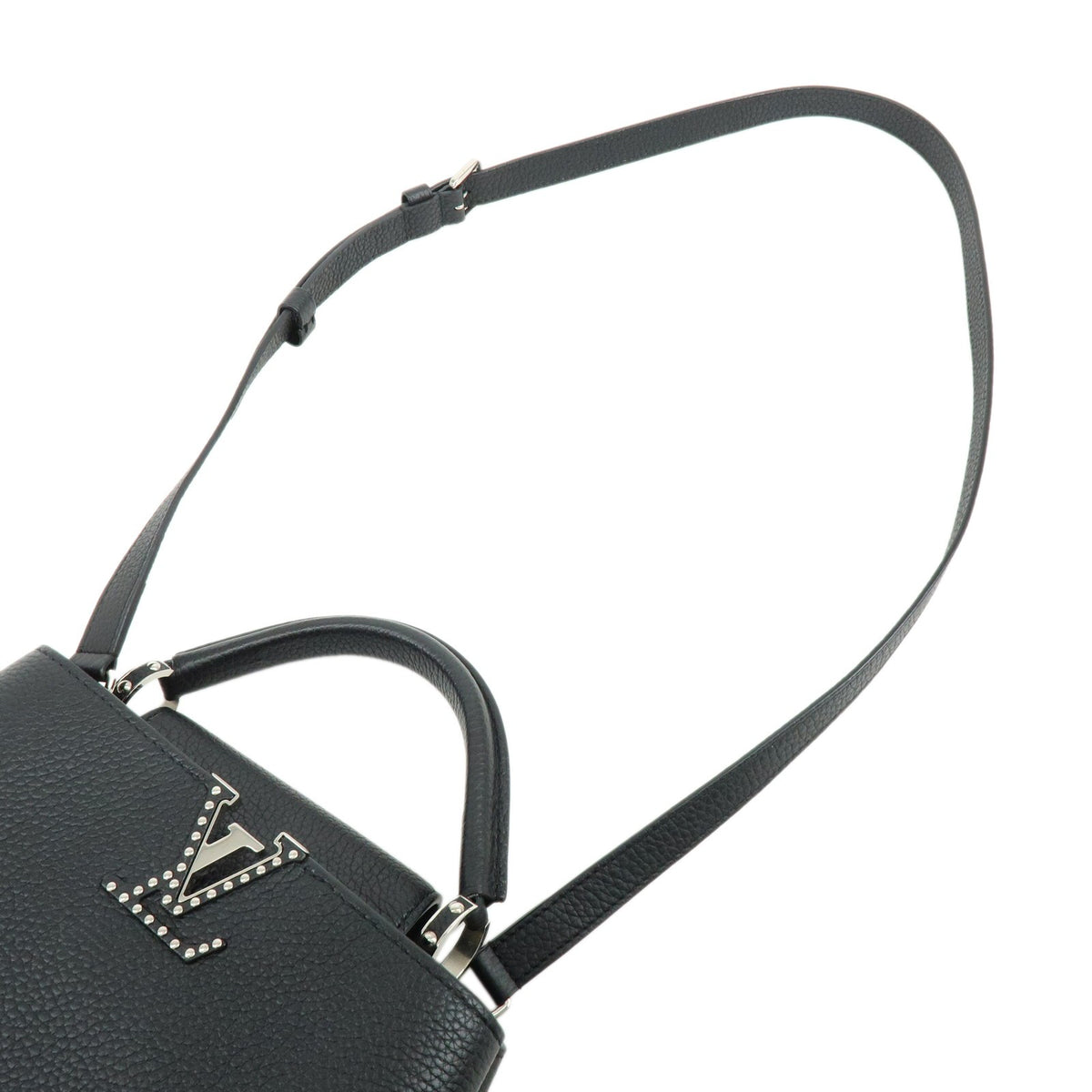 Louis Vuitton Capucines Fleur De Lys Taurillon Leather Black Leather Handbag (Pre-Owned)