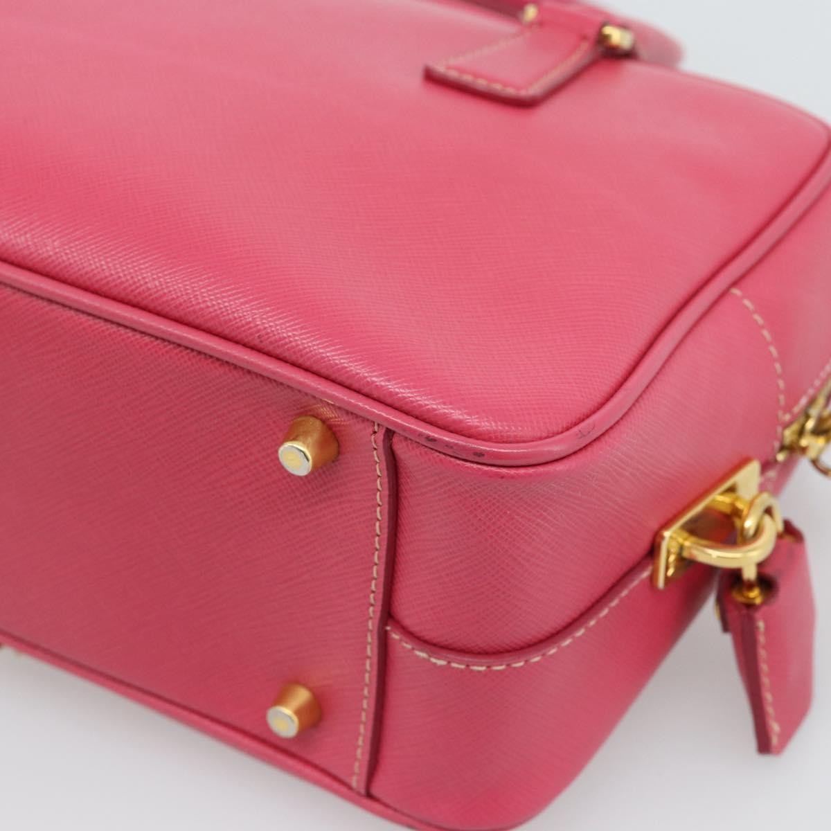 Prada Bauletto Saffiano Leather Pink Leather Handbag (Pre-Owned)