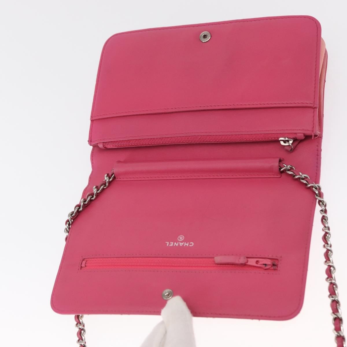 Chanel Wallet On Chain Quilted Ombre Lambskin Pink Leather Crossbody Bag Bag (Pre-Owned)