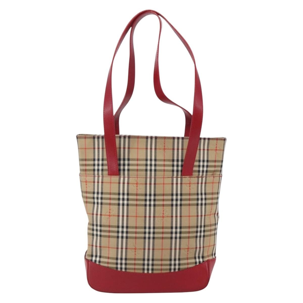 Burberry Nova Check Tote Canvas Check Pattern Beige Canvas Tote Bag Bag (Pre-Owned)