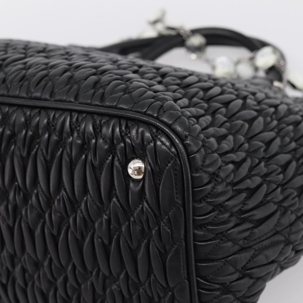 Miu Miu Shopper Tote Matelasse Leather Black Leather Handbag (Pre-Owned)