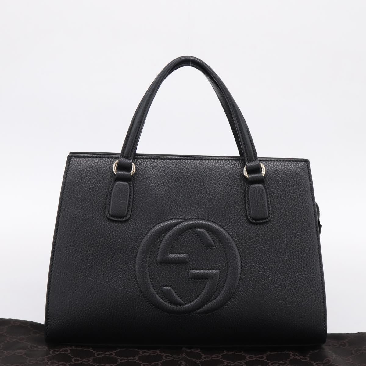 Gucci Soho Convertible Top Handle Satchel Leather Black Leather Handbag (Pre-Owned)