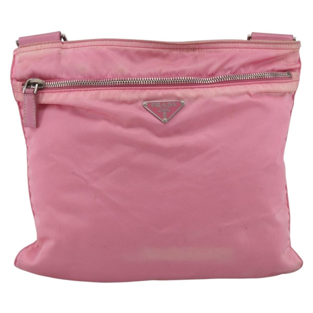 Prada Front Pocket Messenger Tessuto Pink Nylon Shoulder Bag Bag (Pre-Owned)