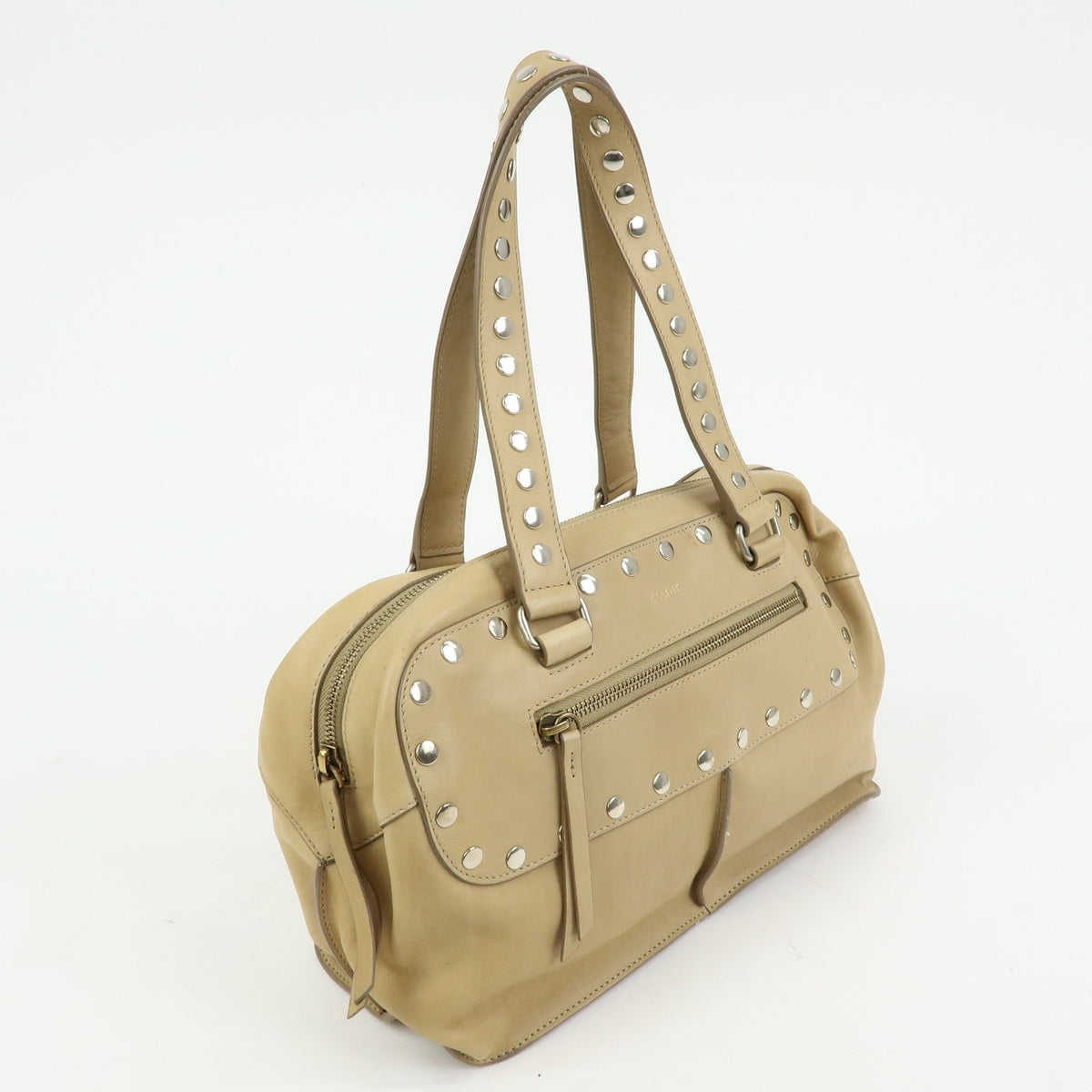 Celine Bowling Leather Beige Leather Handbag (Pre-Owned)