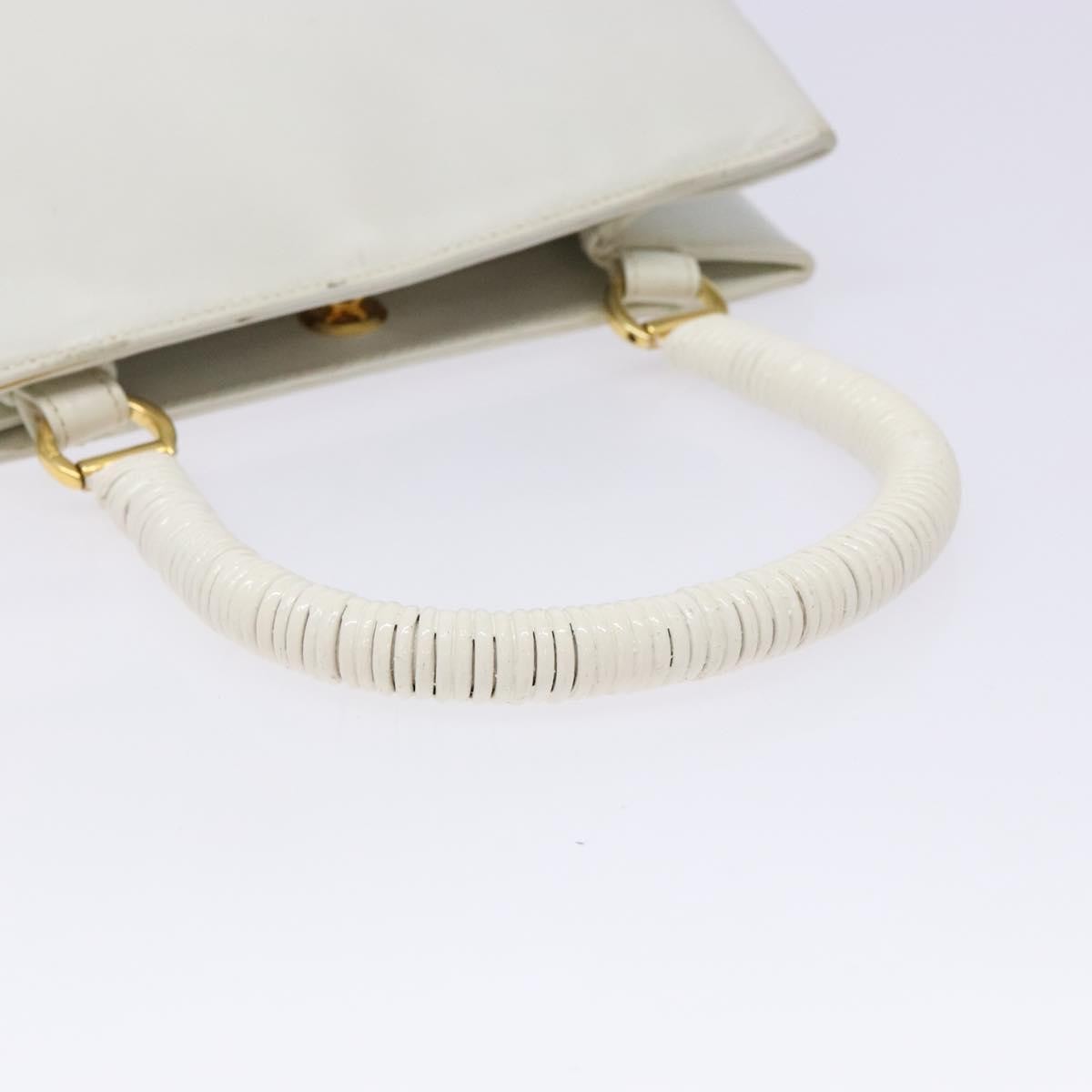 Salvatore Ferragamo Vintage Gancini Convertible Top Handle Leather White Leather Handbag (Pre-Owned)