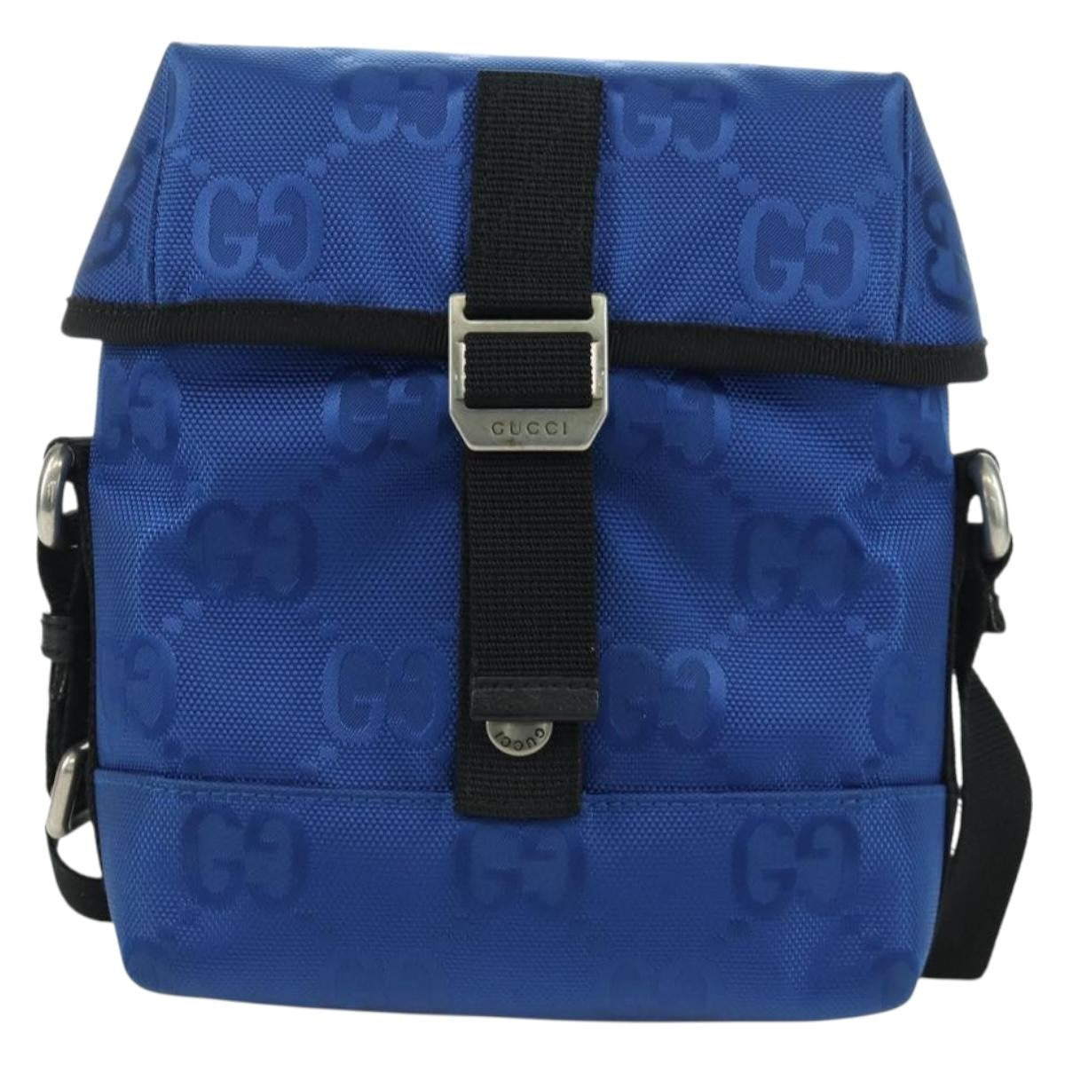 Gucci Off The Grid Buckle Messenger Gg Econyl Blue Canvas Handbag (Pre-Owned)