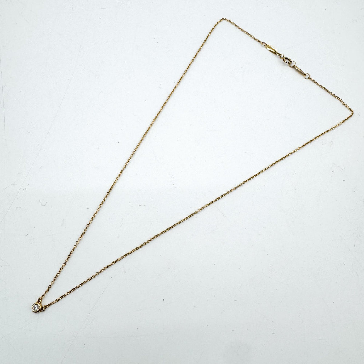 Tiffany & Co. Elsa Peretti Diamonds By The Yard Pendant 18K Yellow Gold With Diamond Gold Yellow_Gold Necklace Jewelry (Pre-Owned)