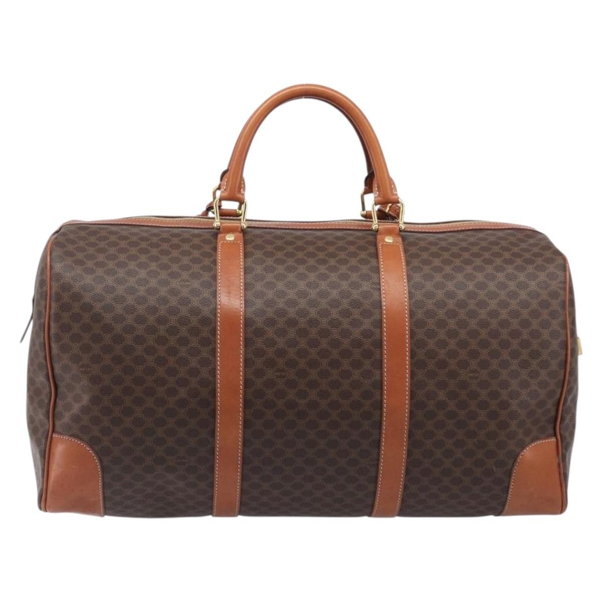 Celine Vintage Duffle Macadam Coated Canvas Brown Canvas Handbag (Pre-Owned)