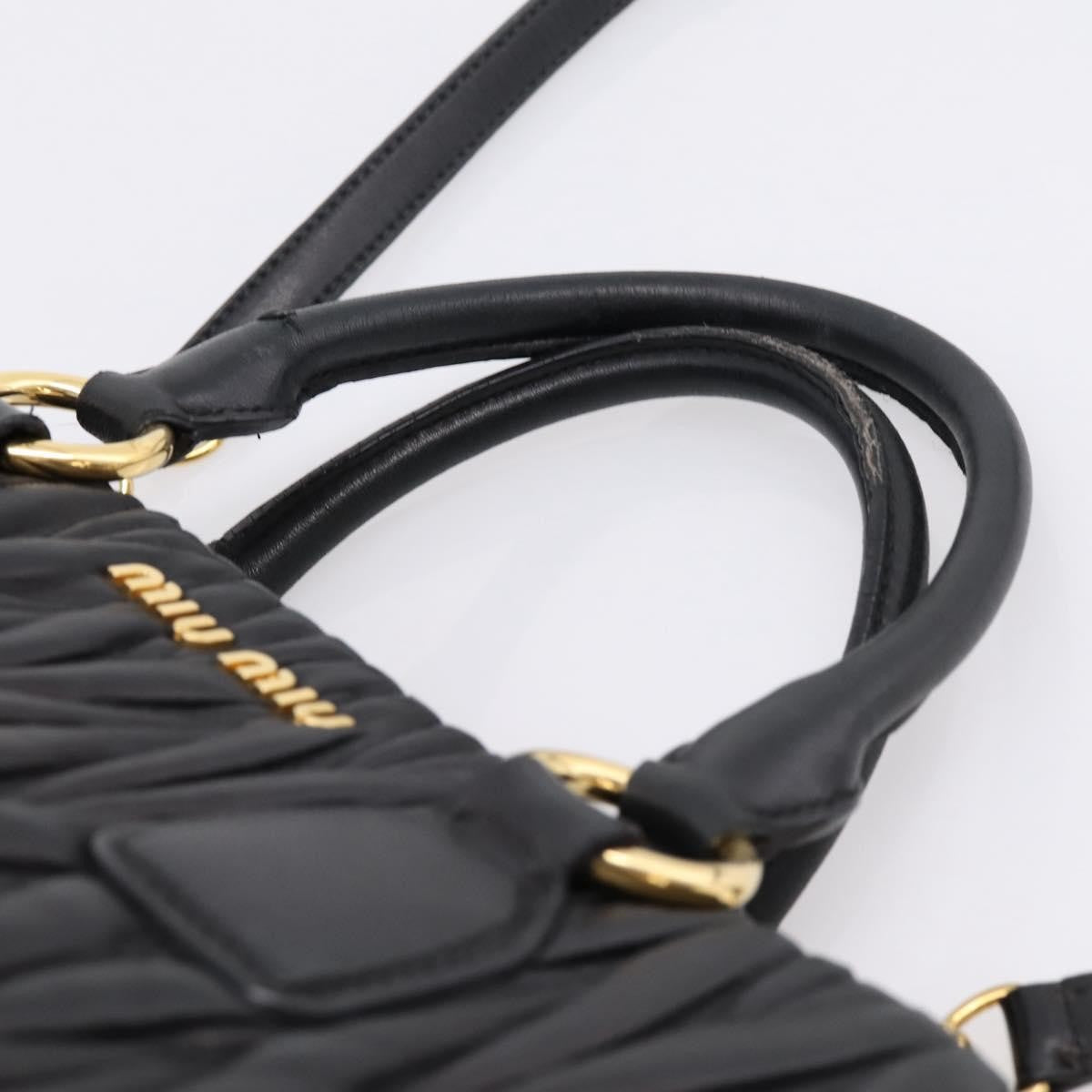 Miu Miu Madras Bowler Matelasse Leather Black Leather Handbag (Pre-Owned)