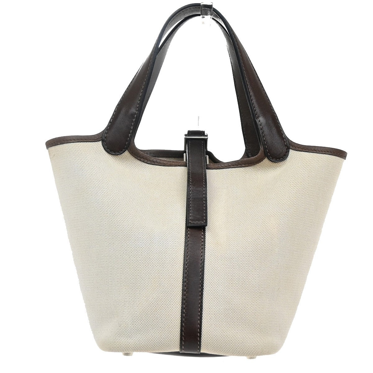 Hermes Picotin Toile And Leather Beige Canvas Bag (Pre-Owned)