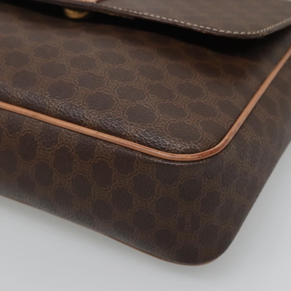 Celine Vintage Macadam Circle Logo Canvas And Leather Brown Canvas Shoulder Bag Bag (Pre-Owned)