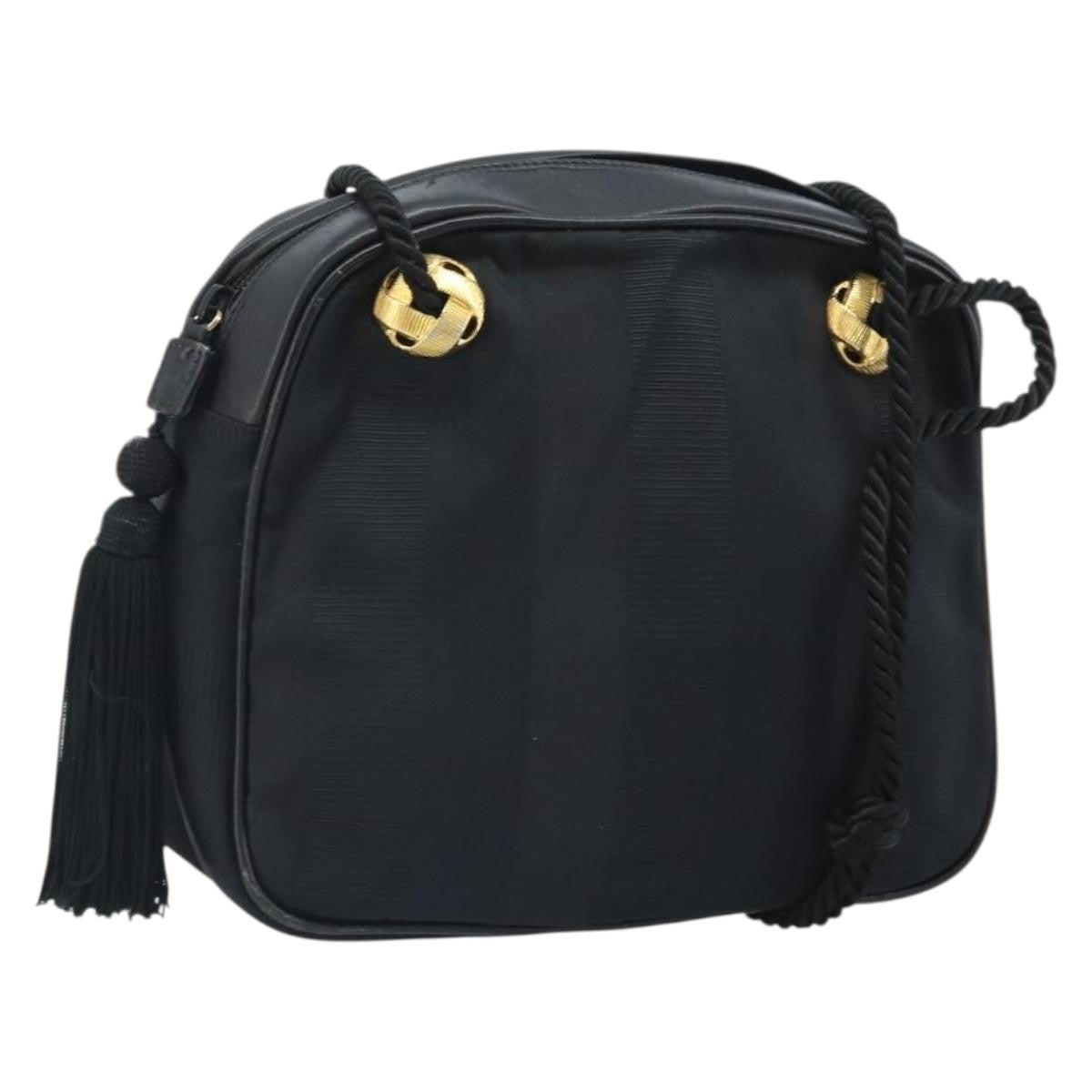 Salvatore Ferragamo Vintage Canvas Black Canvas Shoulder Bag Bag (Pre-Owned)