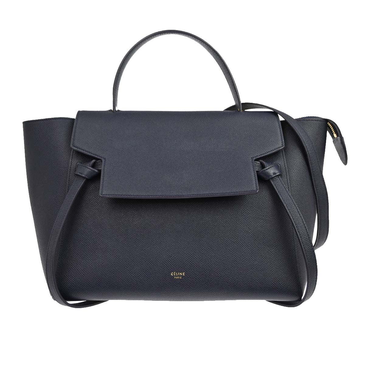 Celine Belt Textured Leather Blue Leather Handbag (Pre-Owned)