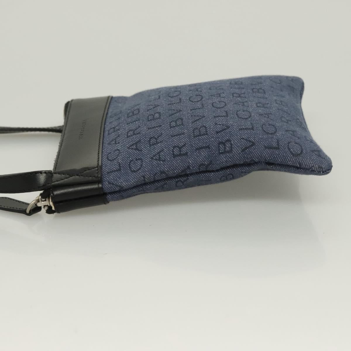 Bvlgari Logomania Canvas With Leather Blue Canvas Shoulder Bag Bag (Pre-Owned)