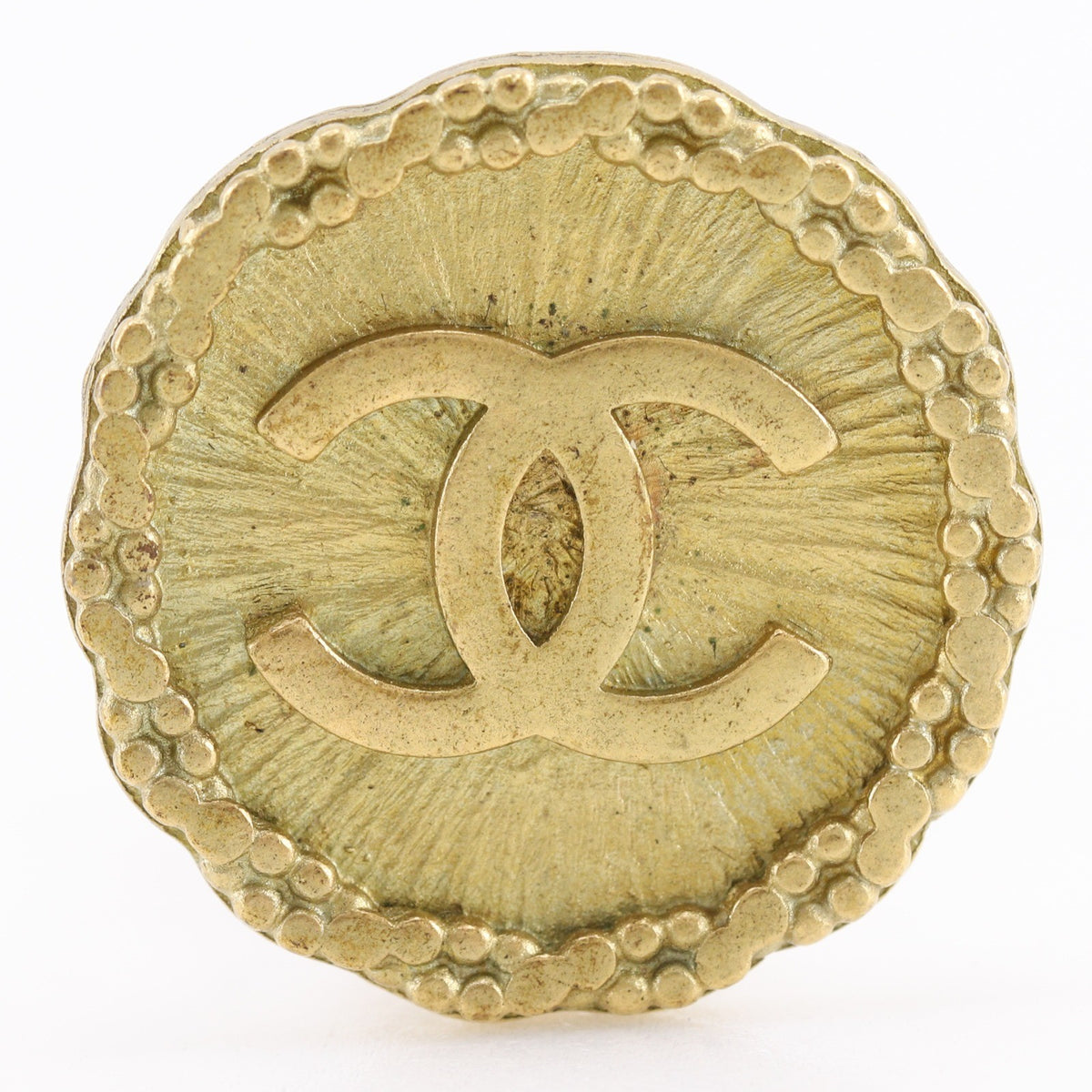 Chanel Vintage Radial Cc Clip-On Metal Gold Gold_Plated Earrings Jewelry (Pre-Owned)