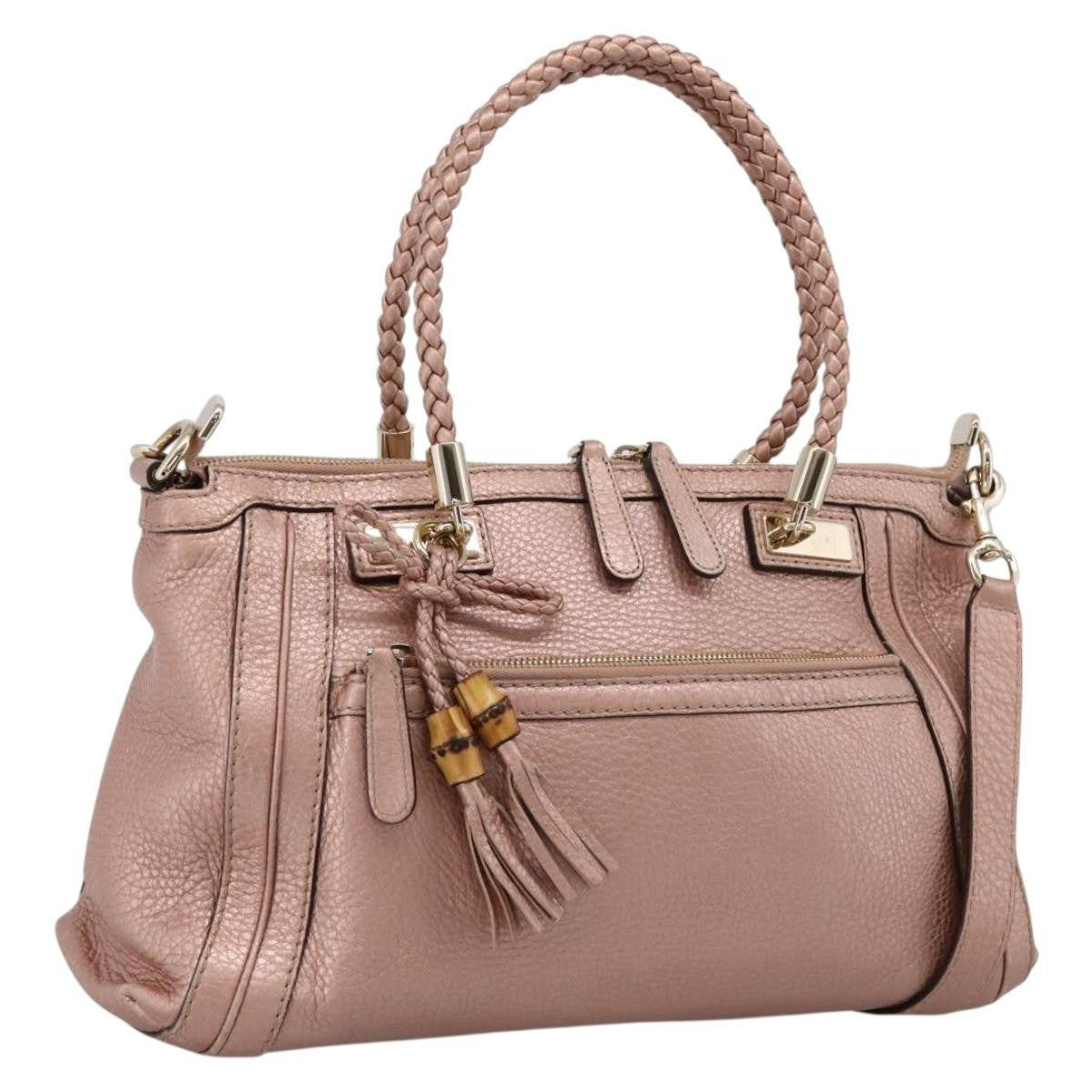 Gucci Bella Convertible Top Handle Leather Pink Leather Handbag (Pre-Owned)