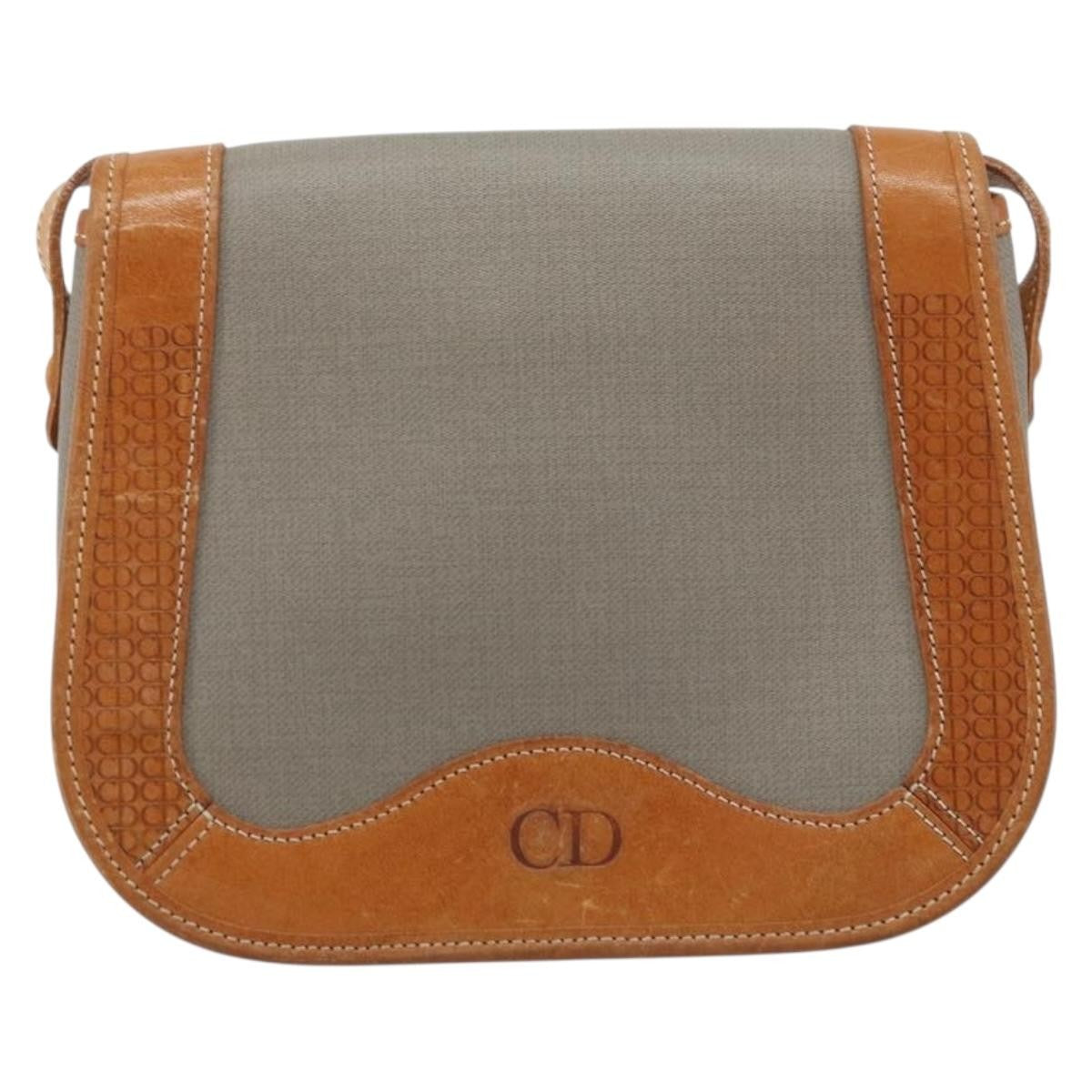 Christian Dior Cd Shoulder Bag Canvas And Leather Gray Canvas Shoulder Bag Bag (Pre-Owned)
