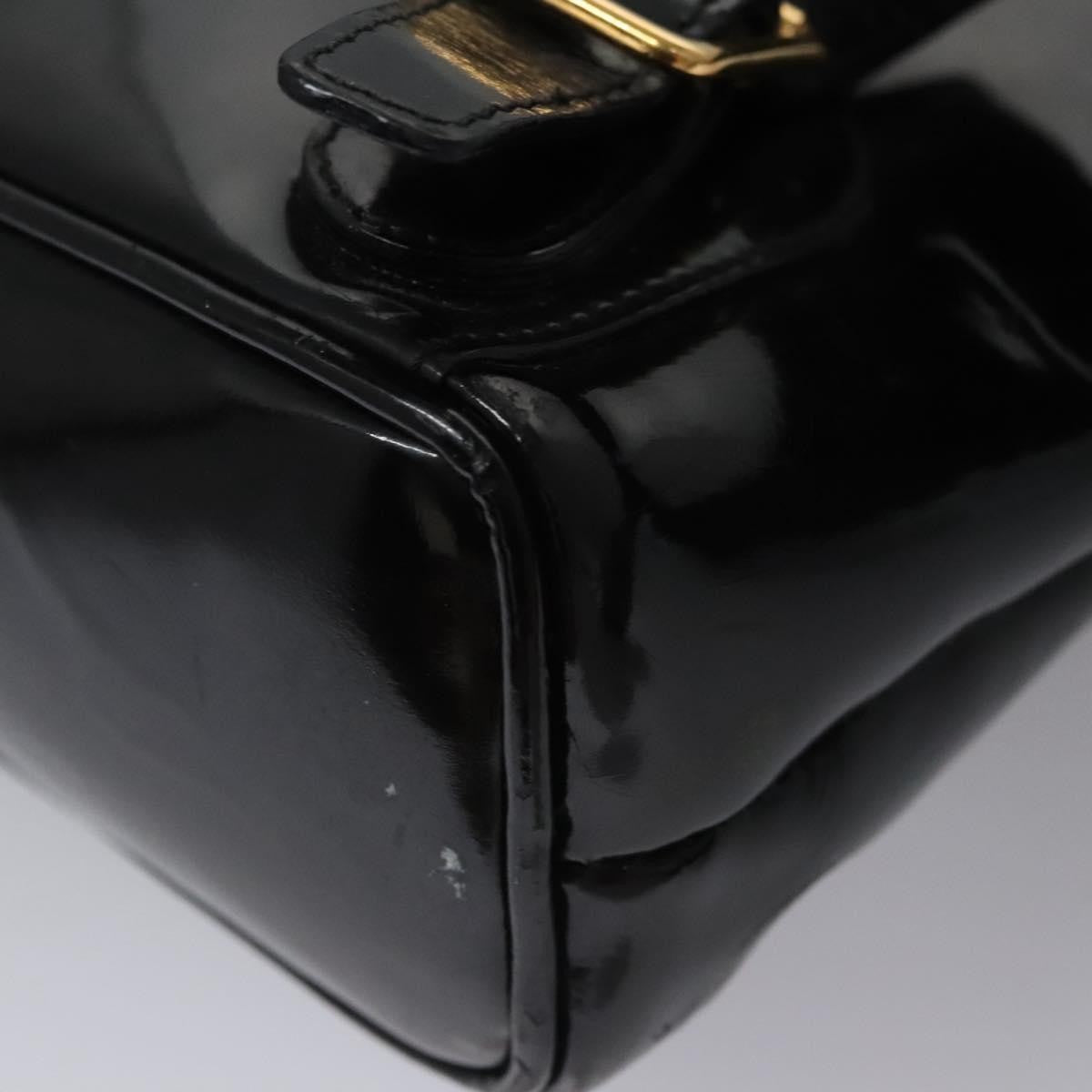 Gucci Vintage Bamboo Patent Black Patent_Leather Backpack Bag (Pre-Owned)