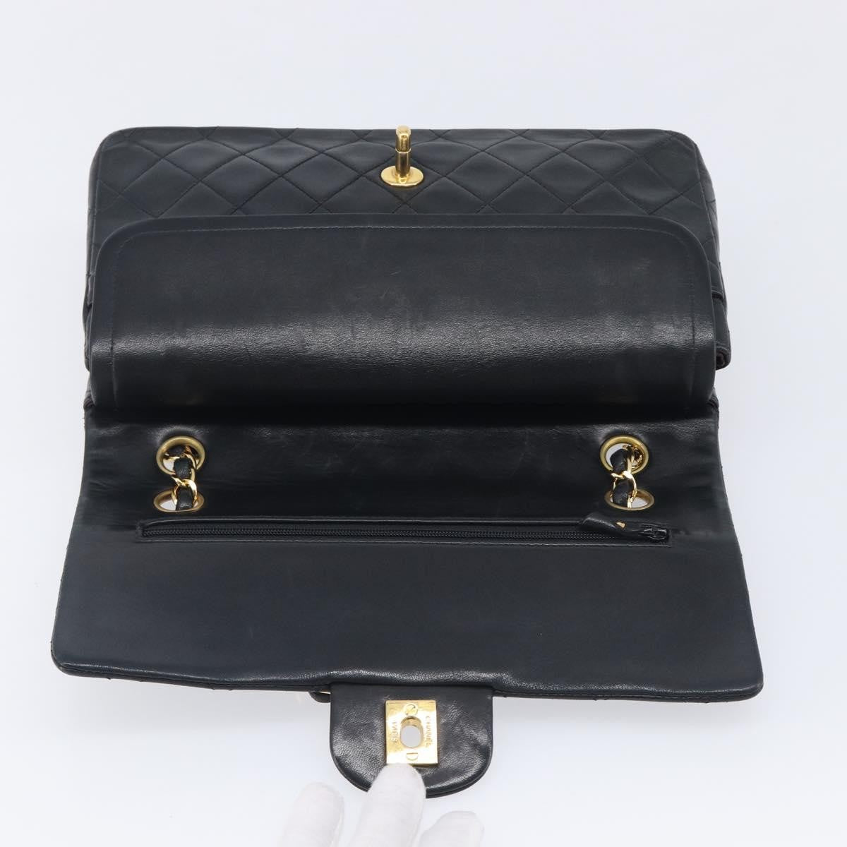 Chanel Timeless - Classic Double Flap Leather Black Leather Handbag (Pre-Owned)