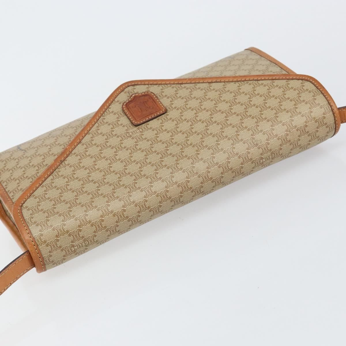 Celine Vintage Macadam Canvas And Leather Beige Canvas Shoulder Bag Bag (Pre-Owned)
