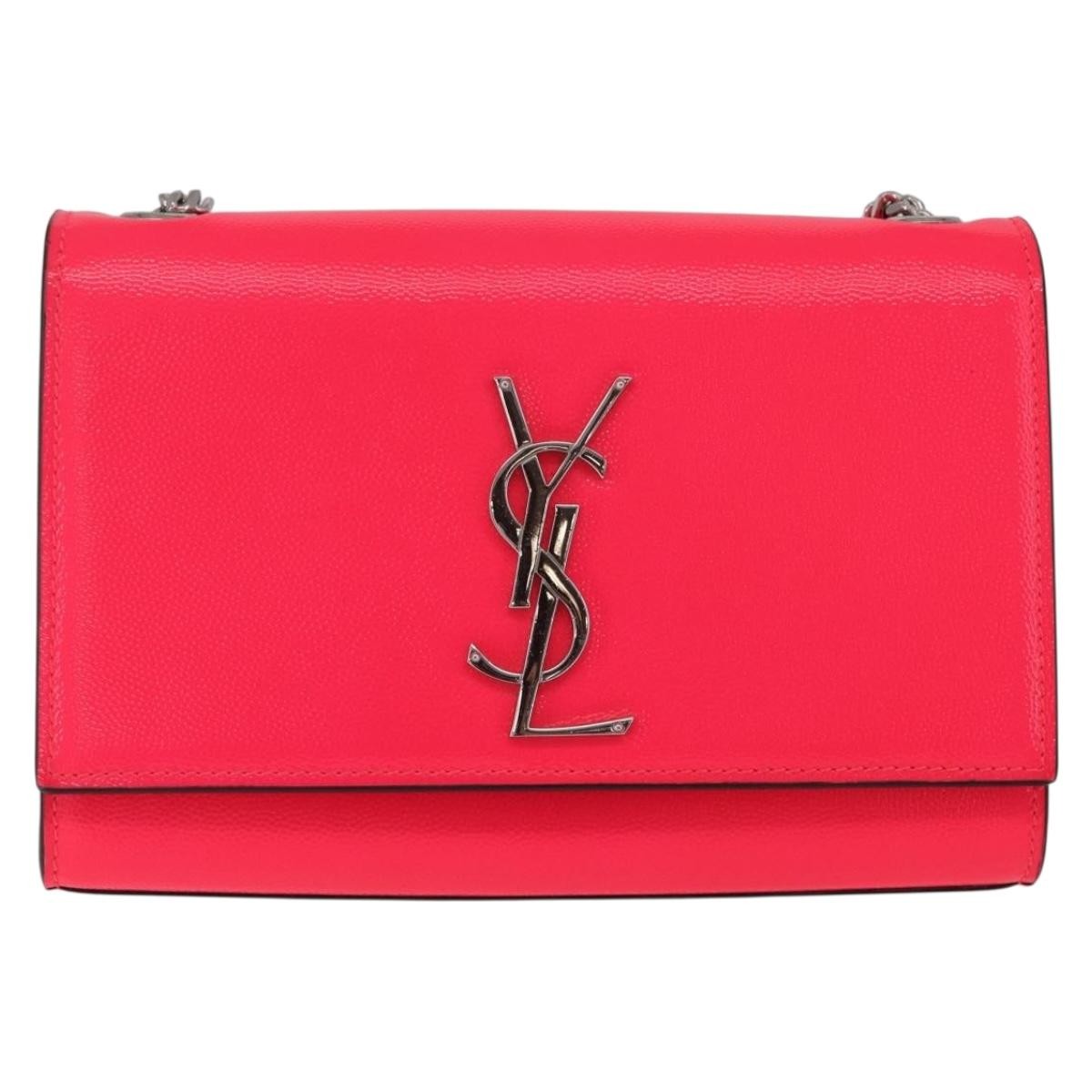 Saint Laurent Classic Monogram Flap Chain Leather Pink Leather Crossbody Bag Bag (Pre-Owned)