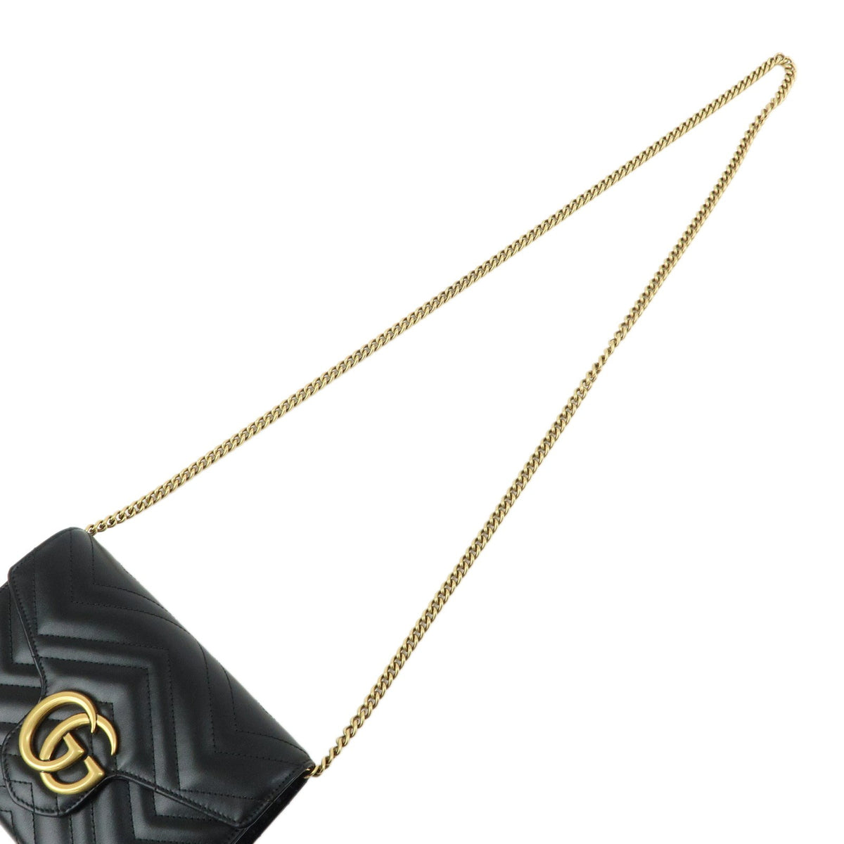 Gucci Gg Marmont Chain Matelasse Leather Black Leather Crossbody Bag Bag (Pre-Owned)