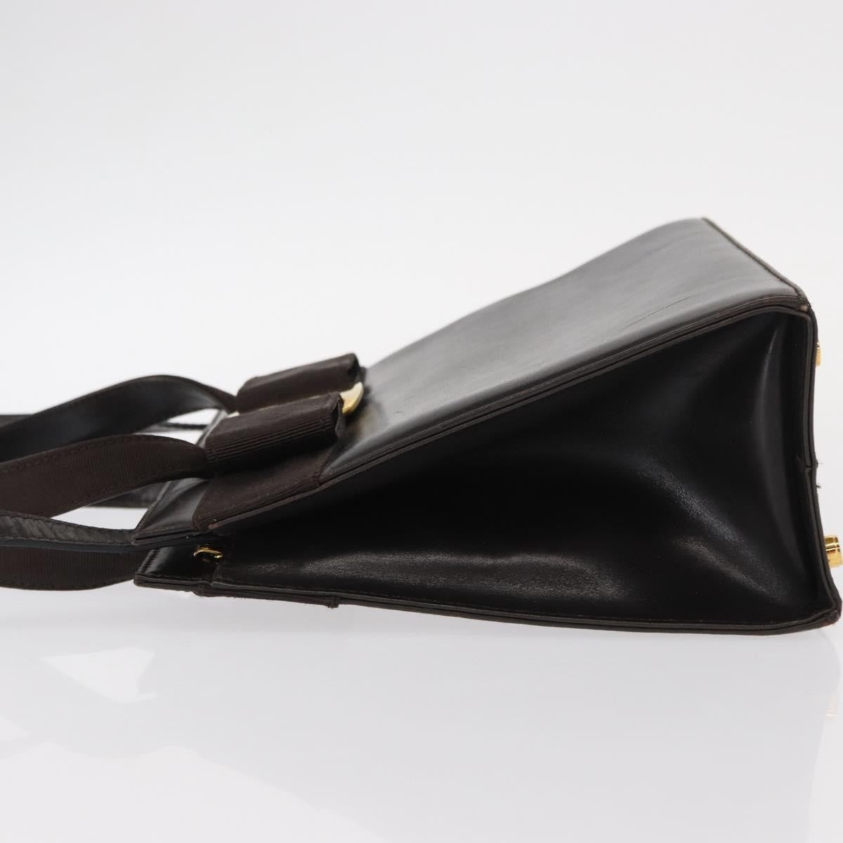 Salvatore Ferragamo Convertible Vara Bow Leather Brown Leather Handbag (Pre-Owned)
