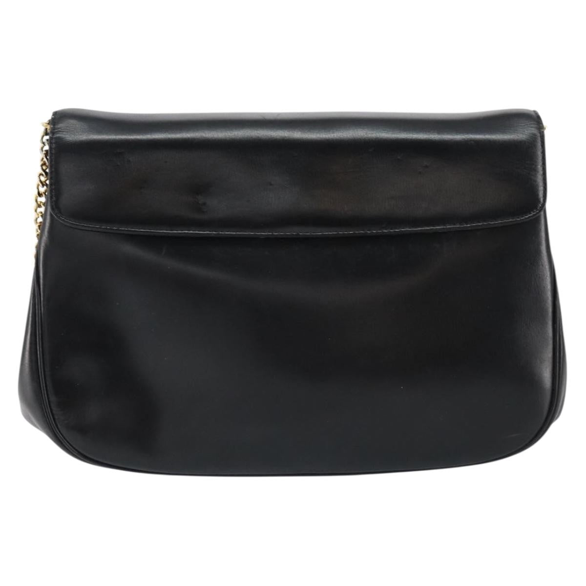 Christian Dior Vintage Chain Flap Diorissimo Canvas Black Leather Shoulder Bag Bag (Pre-Owned)