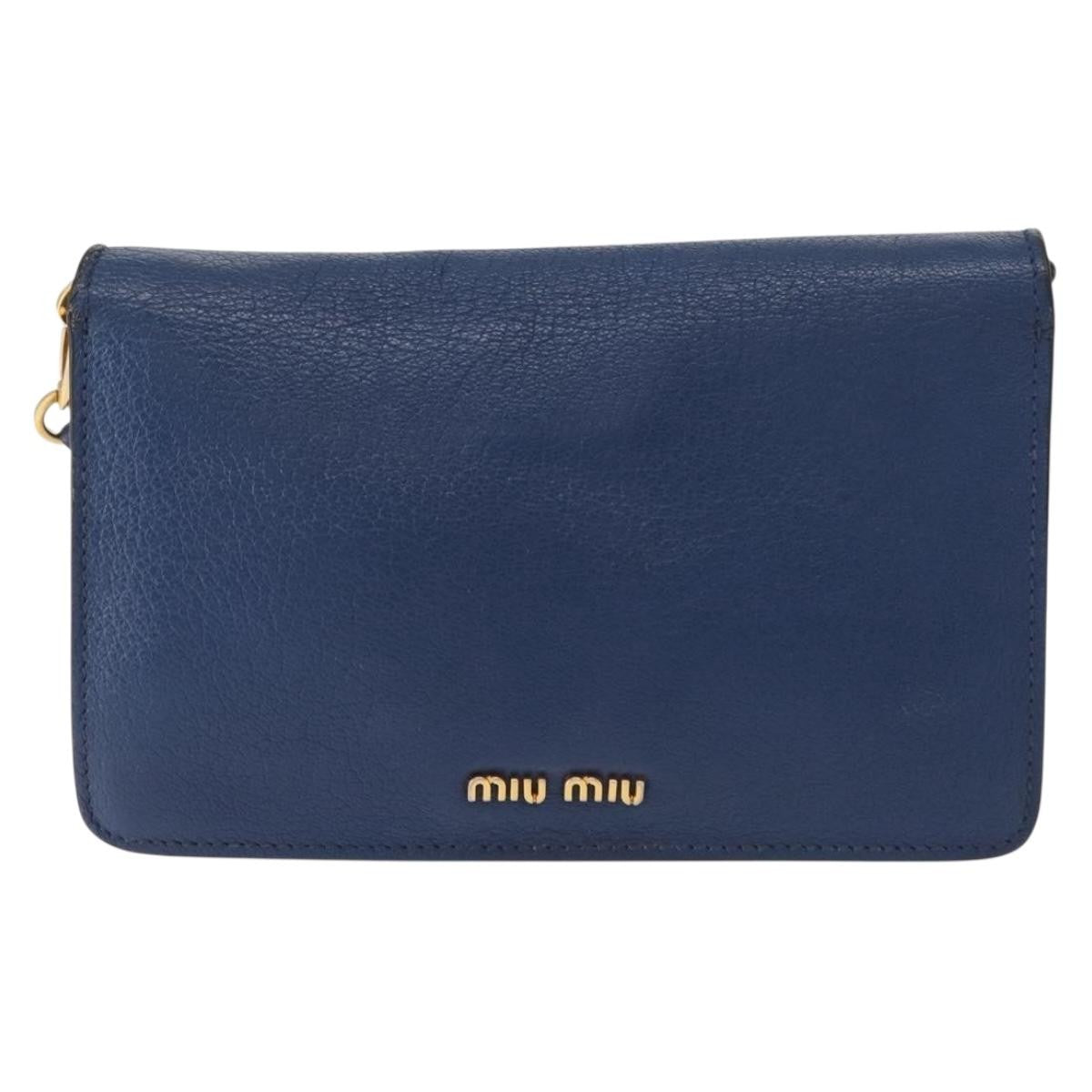 Miu Miu Shoulder Leather Blue Leather Shoulder Bag Bag (Pre-Owned)