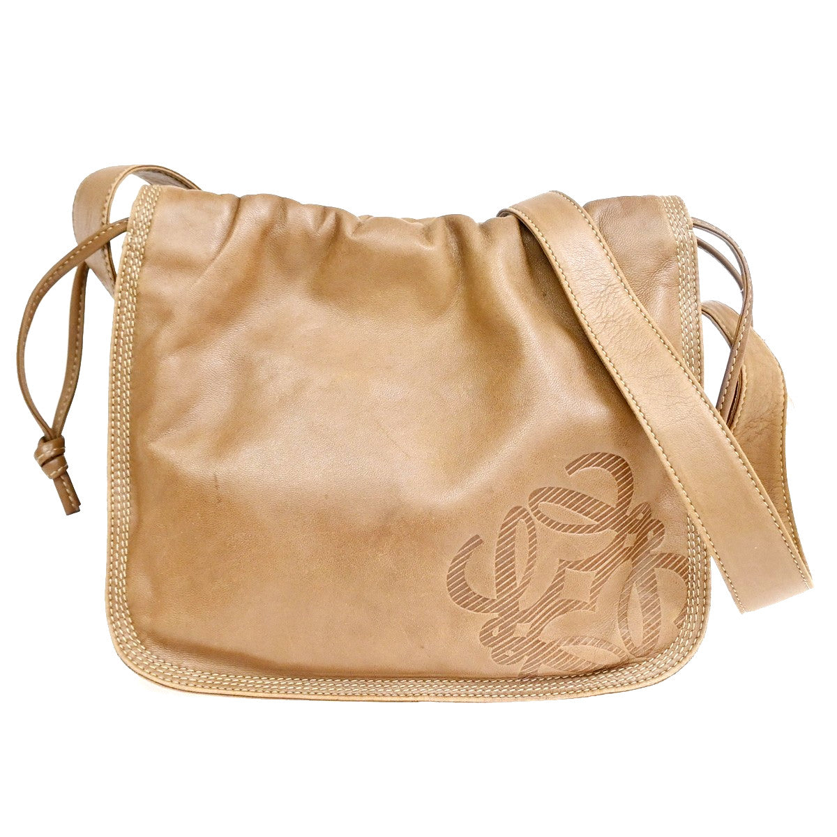 Loewe Anagram Leather Beige Leather Shoulder Bag Bag (Pre-Owned)