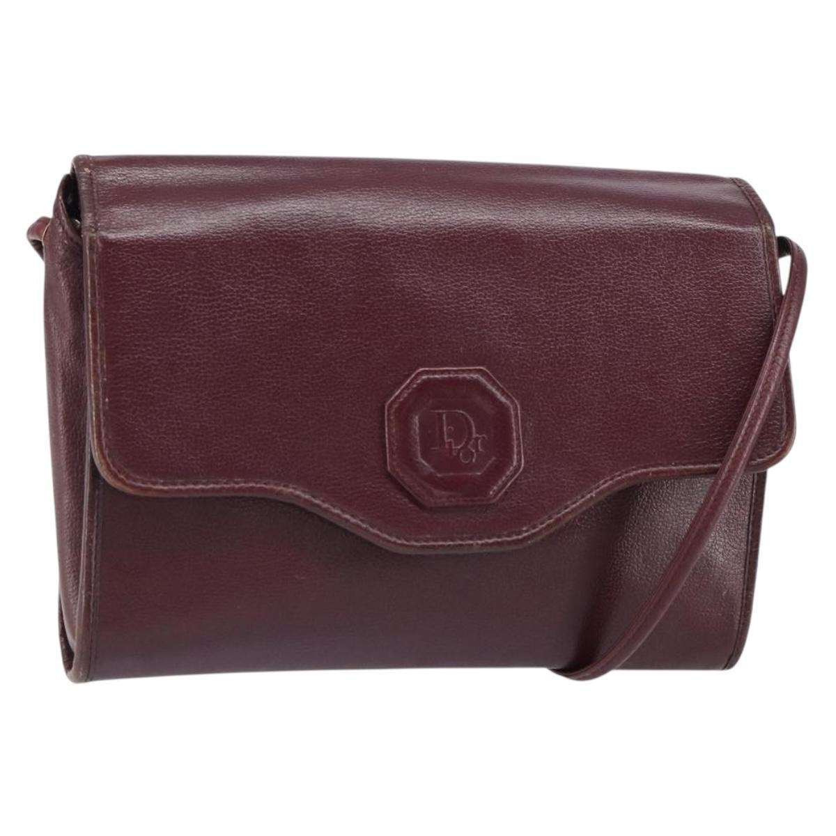 Christian Dior Vintage Leather Burgundy Leather Shoulder Bag Bag (Pre-Owned)
