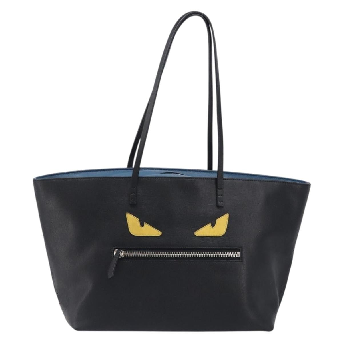 Fendi Monster Roll Leather Black Leather Tote Bag Bag (Pre-Owned)