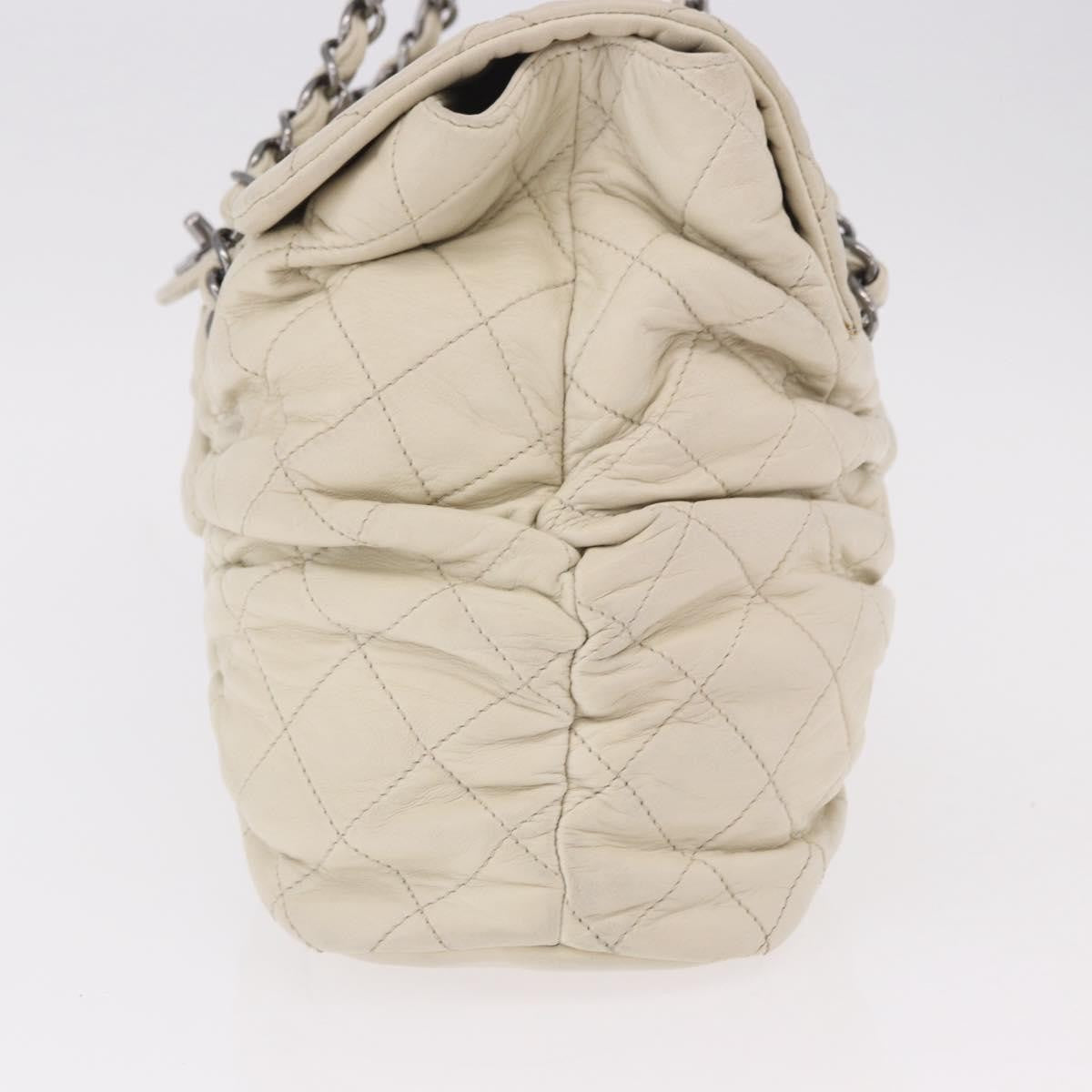 Chanel Sharpei Frame Quilted Leather Beige Leather Tote Bag Bag (Pre-Owned)