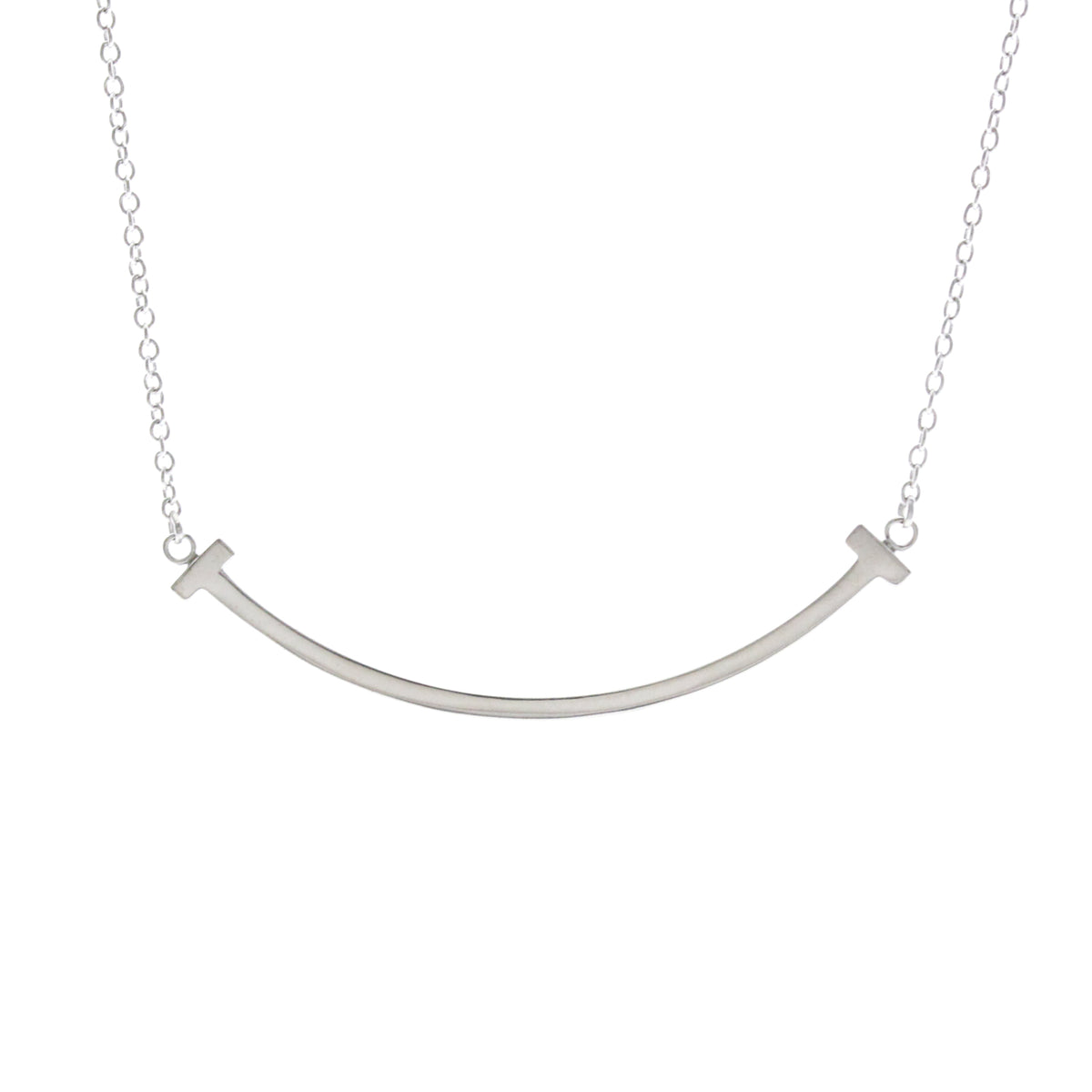 Tiffany & Co. T Smile Pendant 18K White Gold Silver White_Gold Necklace Jewelry (Pre-Owned)