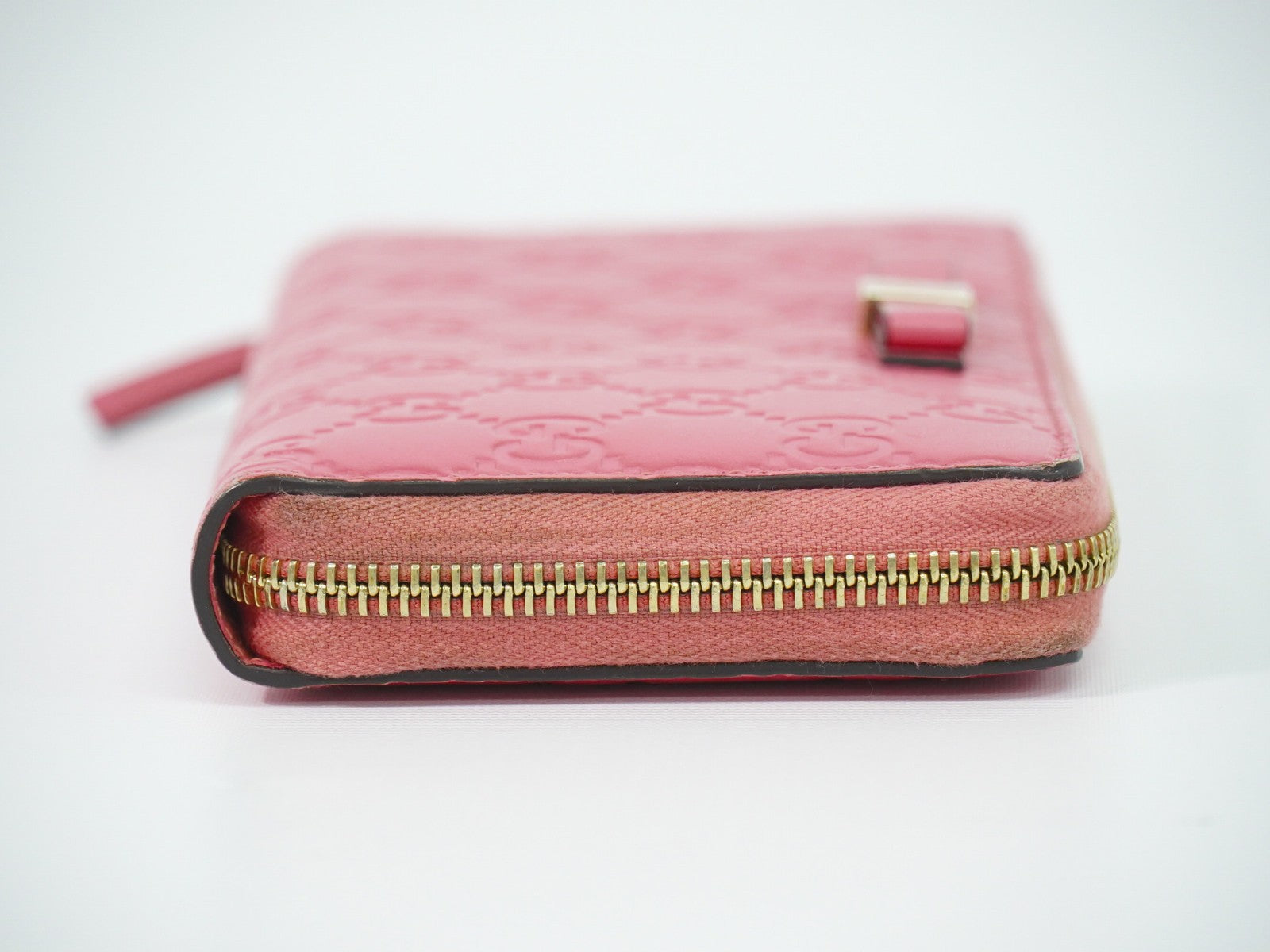 Gucci Zip Around Wallet (Outlet) Microguccissima Leather Pink Leather Wallets Accessory (Pre-Owned)