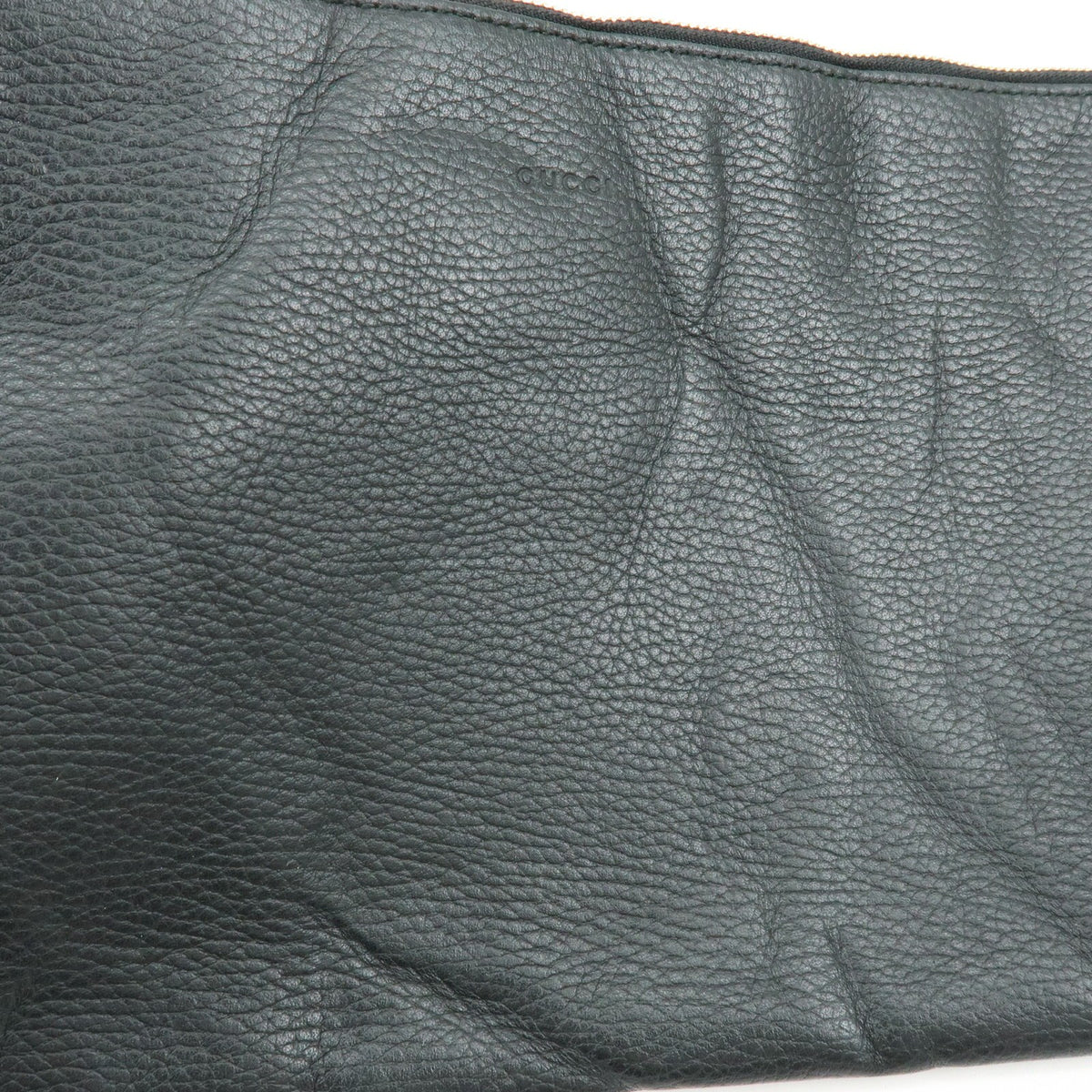 Gucci Bamboo Zip Pouch (Outlet) Leather Black Leather Clutche & Pouche Bag (Pre-Owned)