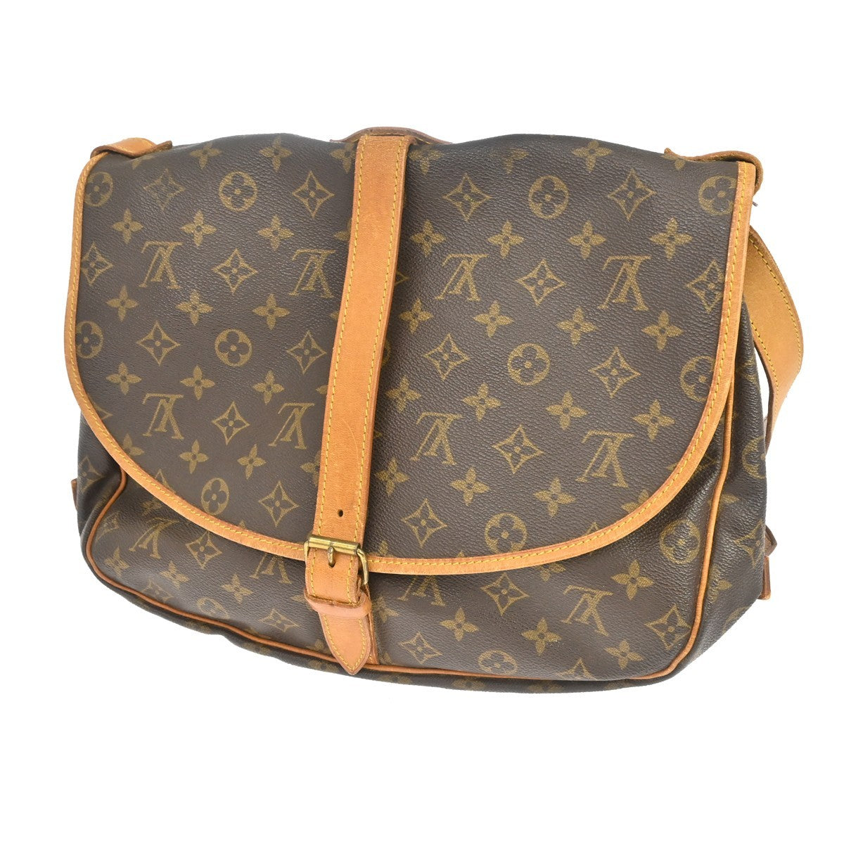 Louis Vuitton Saumur Monogram Brown Canvas Shoulder Bag Bag (Pre-Owned)