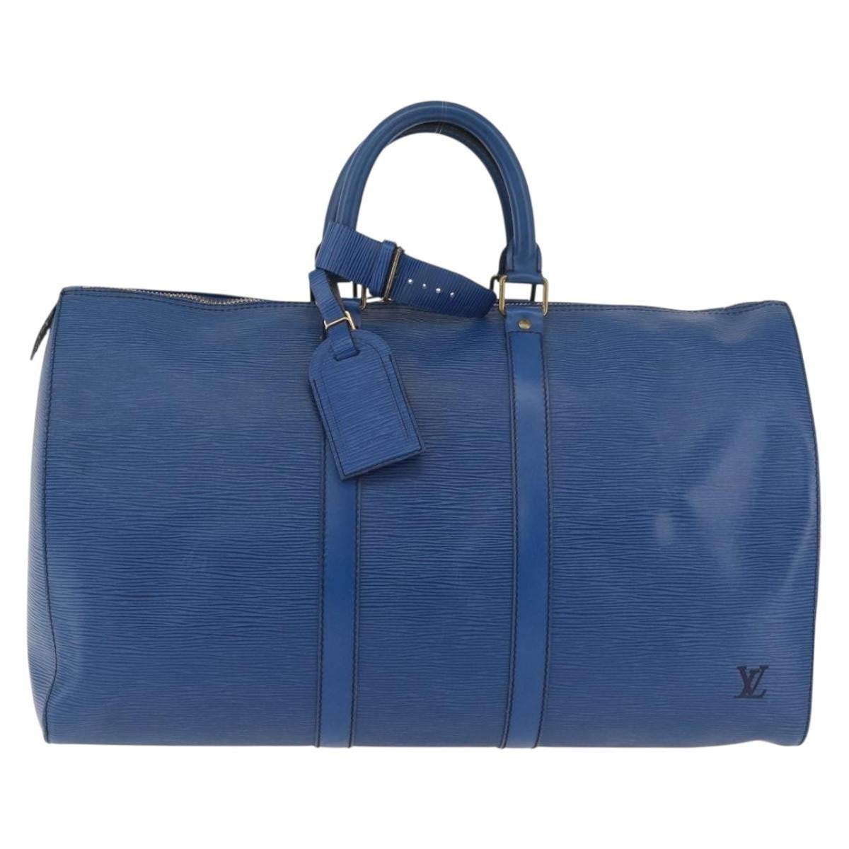 Louis Vuitton Keepall Epi Leather Blue Leather Travel Bag Bag (Pre-Owned)
